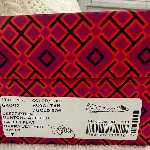 Tory Burch Benton 2 Quilted Ballet Flat - Royal Tan/Gold, Size 7 Nappa Leather - Picture 8 of 9